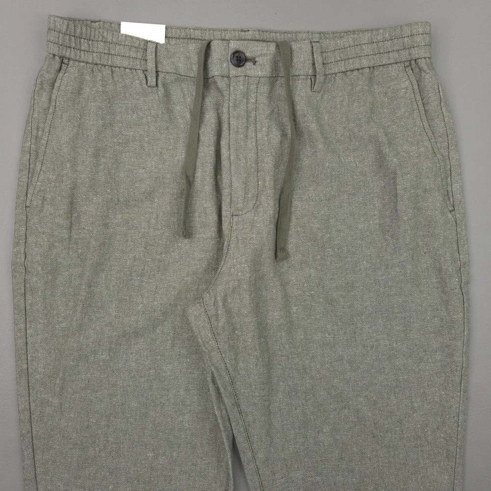 Banana Republic Pants Men 36x29 Green Linen Cotton Athletic Tapered Chino Casual